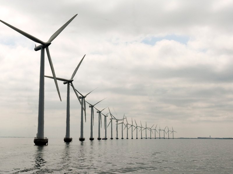 An offshore wind farm in Denmark.