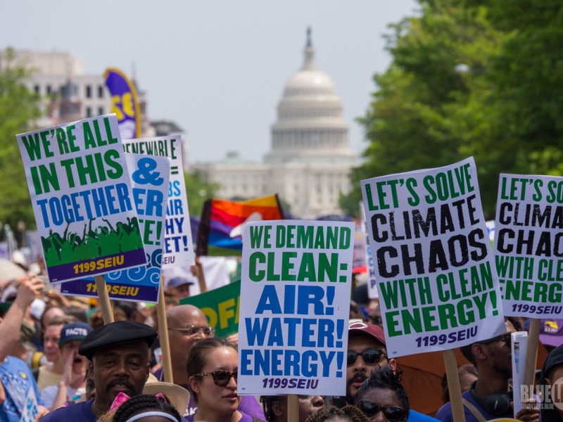 Climate activists at the 2017 Climate March in Washington, D.C.