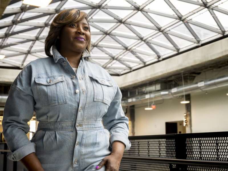 Detroit Voltage founder Deana Neely at New Lab in Detroit, where she met with Google representatives about being featured in a new campaign.