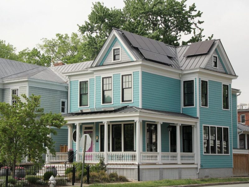 Solar panels on a house in Richmond, Virginia.