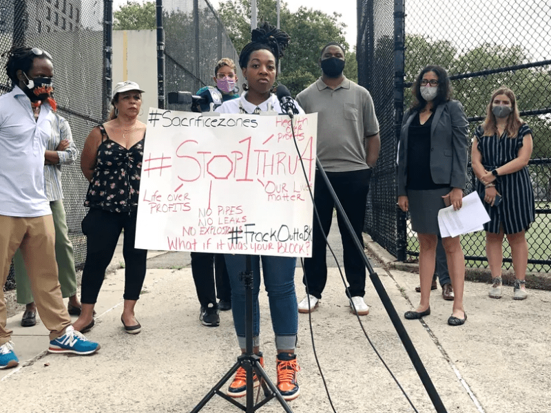 People protest National Grid's pipeline project.